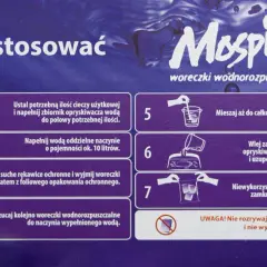 Instrukcja użycia Mospilan 20 SP: przygotuj opryskiwacz, dodaj woreczki wodnorozpuszczalne do wody, mieszaj. Bezpieczne stosowanie.
